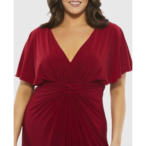 MAC DUGGAL Dress Size 24 Evening Gown NEW Red Twist Waist Jersey V Neck - Picture 6 of 7